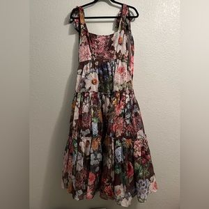 Anthropologie BHLDN Isabella Tiered Square-Neck A-Line Midi Dress